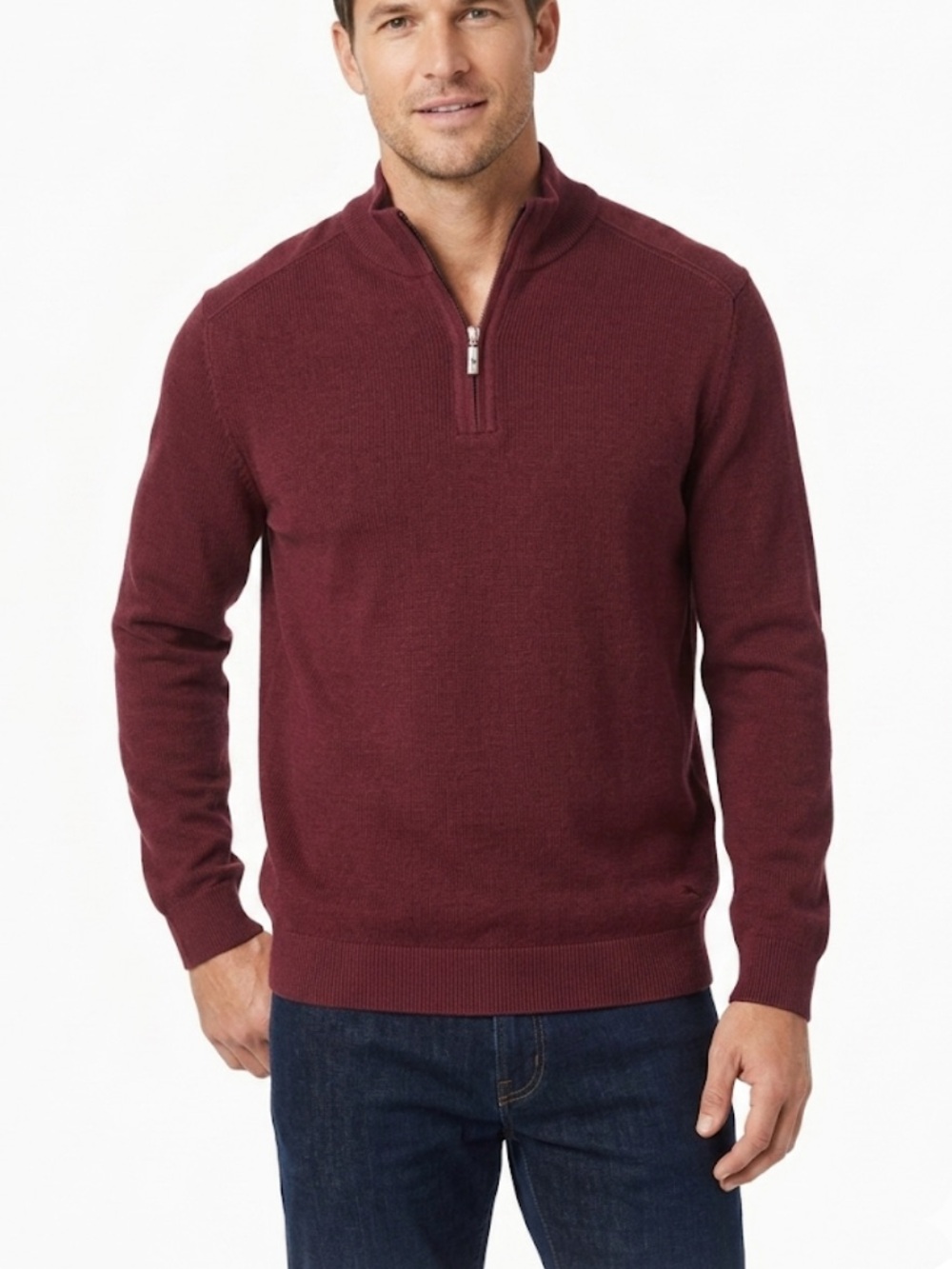 Tommy Bahama Pima Cotton Reversible Quarter Zip Pullover Sweater